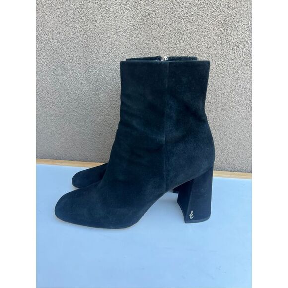 Sam Edelman Womens Sz 9 Black Suede Leather Ankle Boots Codie Block Heel Comfort - Picture 4 of 11